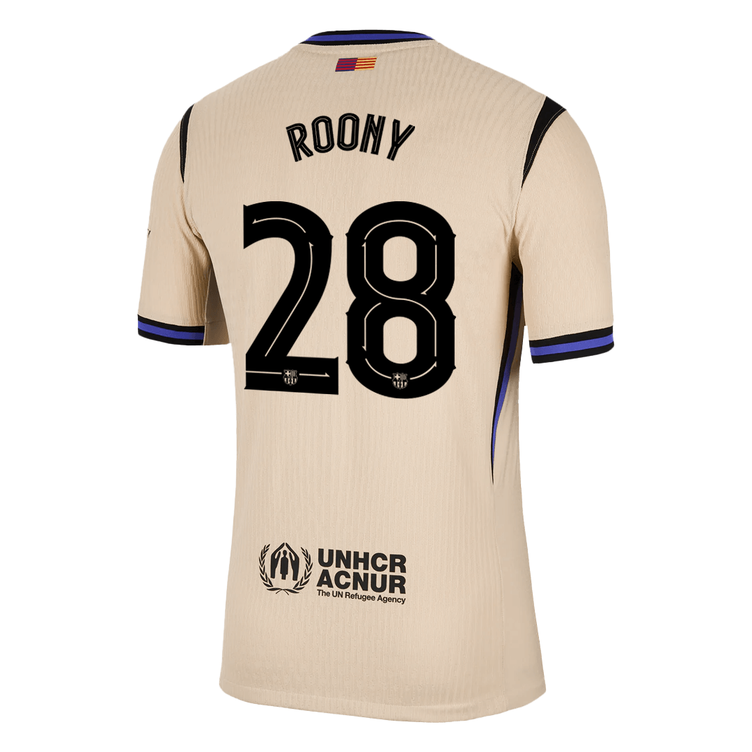 Camiseta de fútbol visitante auténtica del Barcelona 2025/26 ROONY #28, amarilla - UCL