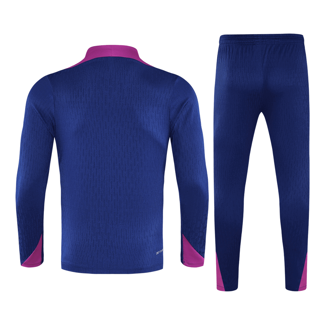 Conjunto de sudadera con cremallera del Barcelona para niños (camiseta y pantalón) 25/26 Azul Marino