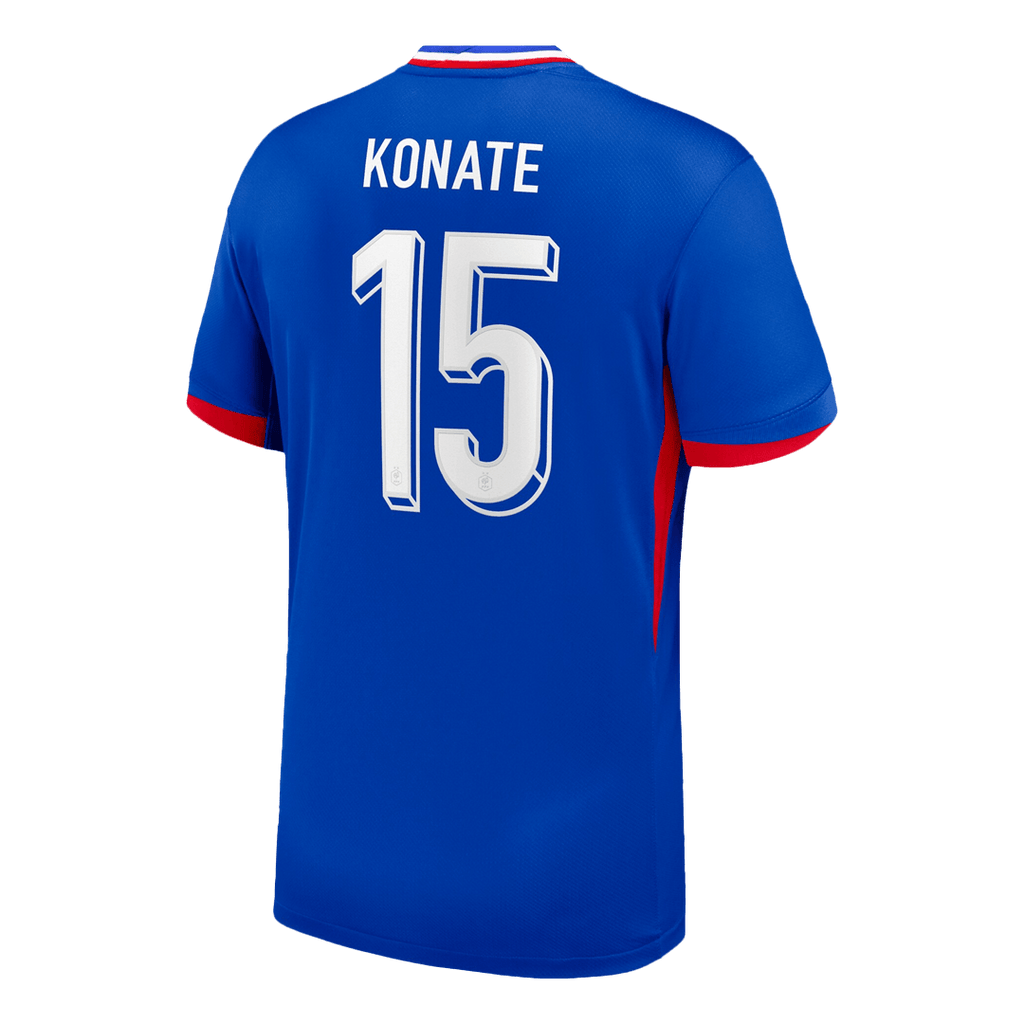KONATÉ n°15 Maillot domicile de l'Euro 2024 de l'équipe de France Bleu 
