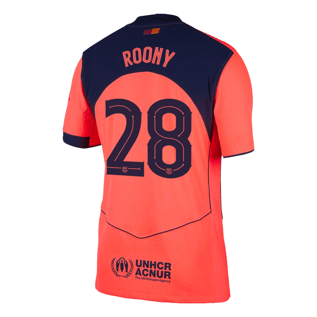 Camiseta de fútbol de visitante ROONY #28 del Barcelona, ​​color naranja, 25/26