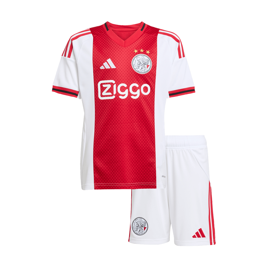 25/26 Kid's Ajax Home Soccer Jersey Kit(Jersey+Shorts) White&Red - Football Shirt | SmartJerseys | Official Quality