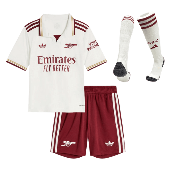 Kid's Arsenal Third Away Soccer Jersey Kit(Jersey+Shorts+Socks)  25/26 White - Football Shirt | SmartJerseys | Official Quality