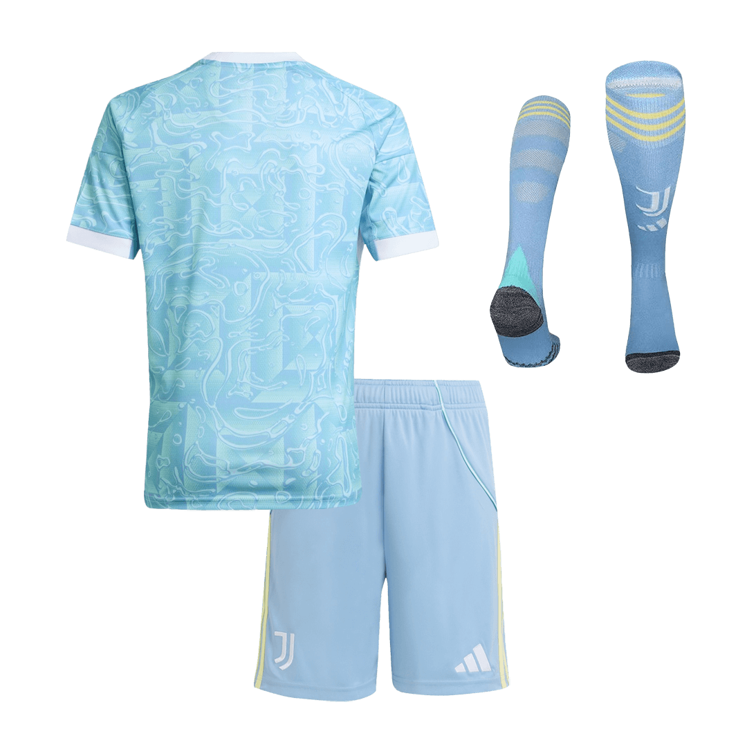 Ensemble de football Juventus extérieur pour enfant (maillot + short + chaussettes) 25/26 bleu