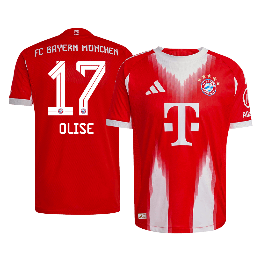 OLISE #17 Authentic Bayern Munich Home Soccer Jersey 2025/26 Red - Football Shirt | SmartJerseys | Official Quality