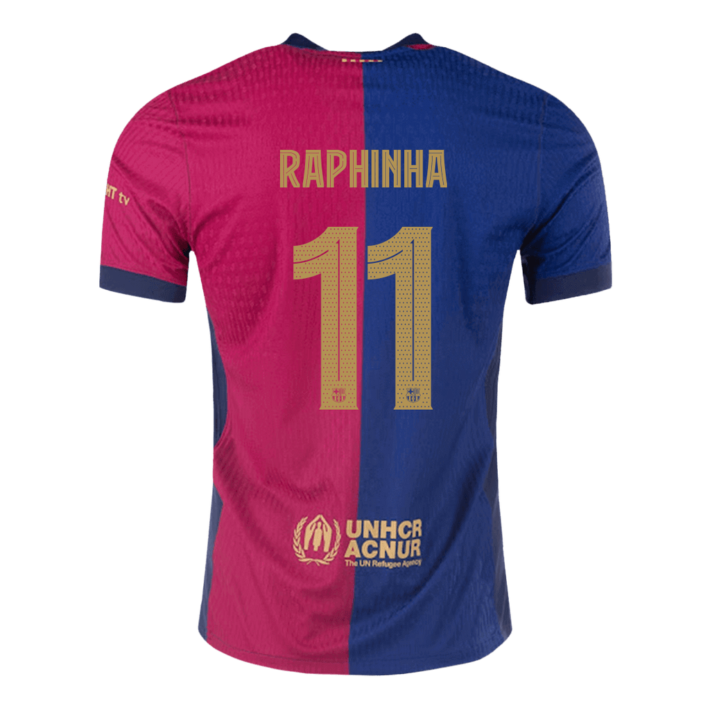 Camiseta de fútbol local auténtica del Barcelona Raphinha #11 2024/25 - Edición UCL