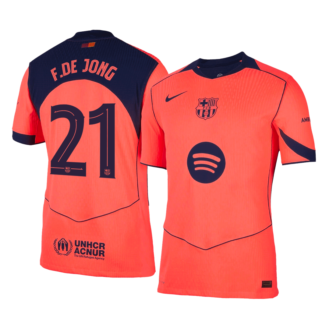 F.DE JONG #21 Authentic Barcelona Third Away Soccer Jersey 25/26 Orange- UCL - Football Shirt | SmartJerseys | Official Quality