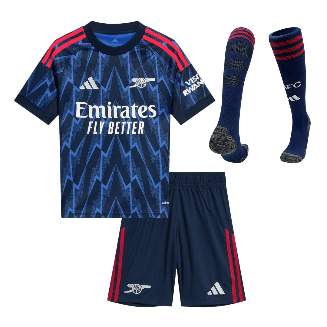 Kid's Arsenal Away Soccer Jersey Kit(Jersey+Shorts+Socks) 2025/26 Blue - Football Shirt | SmartJerseys | Official Quality