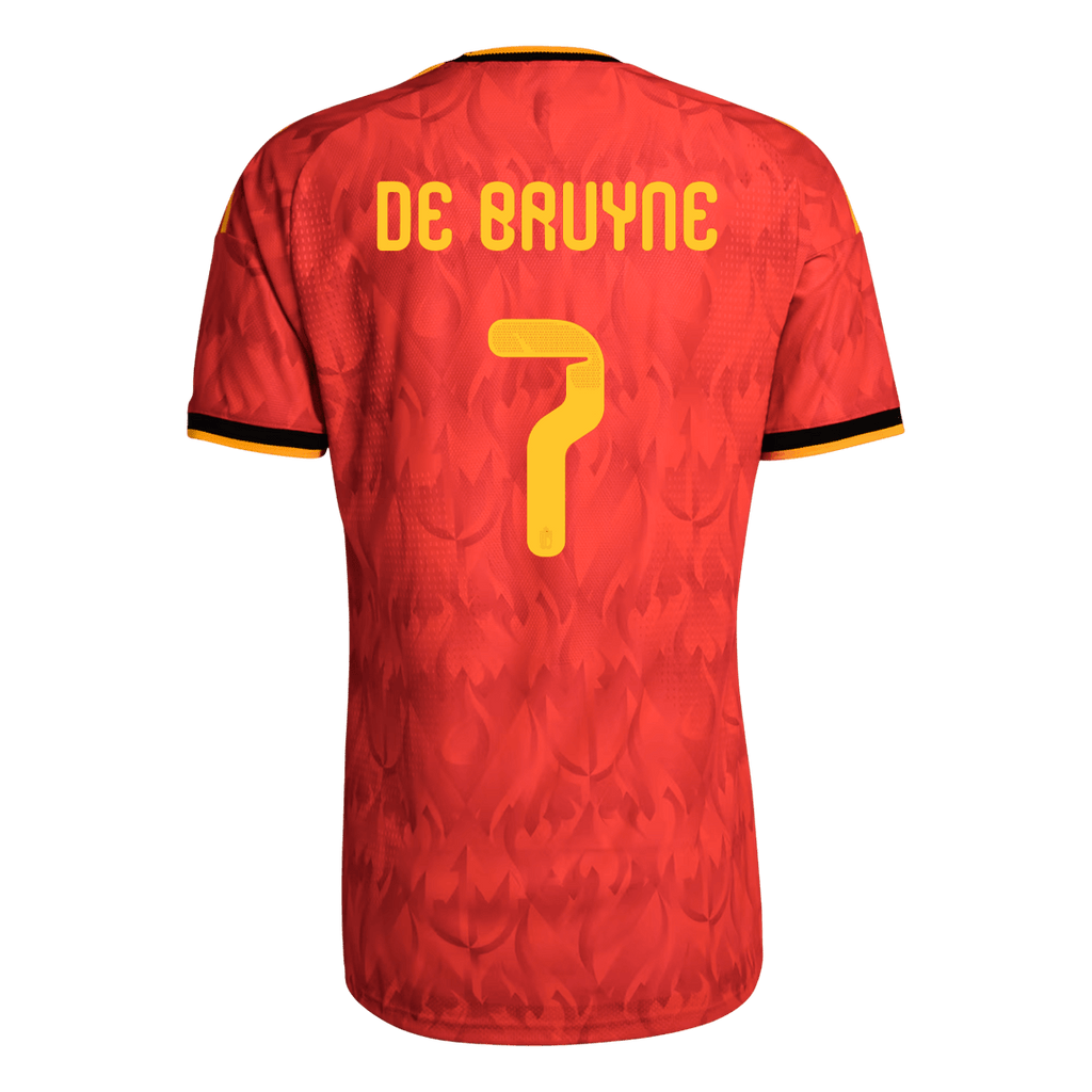 Maillot de football domicile authentique 2026 de De Bruyne, Belgique, numéro 7