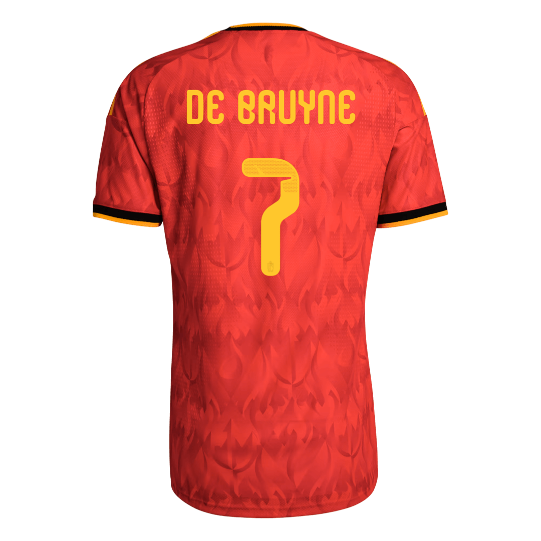 Maillot de football domicile authentique 2026 de De Bruyne, Belgique, numéro 7