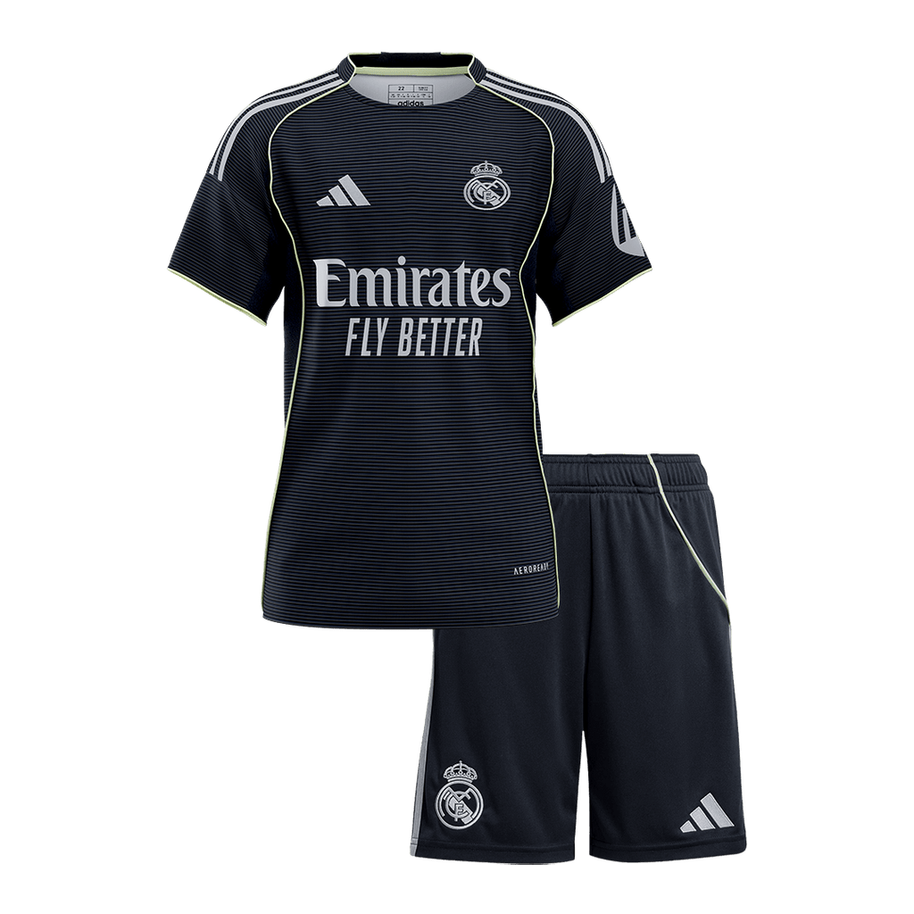 Real Madrid Away Soccer Jersey Kit 2025/26 Kids(Jersey+Shorts) - Football Shirt | SmartJerseys | Official Quality