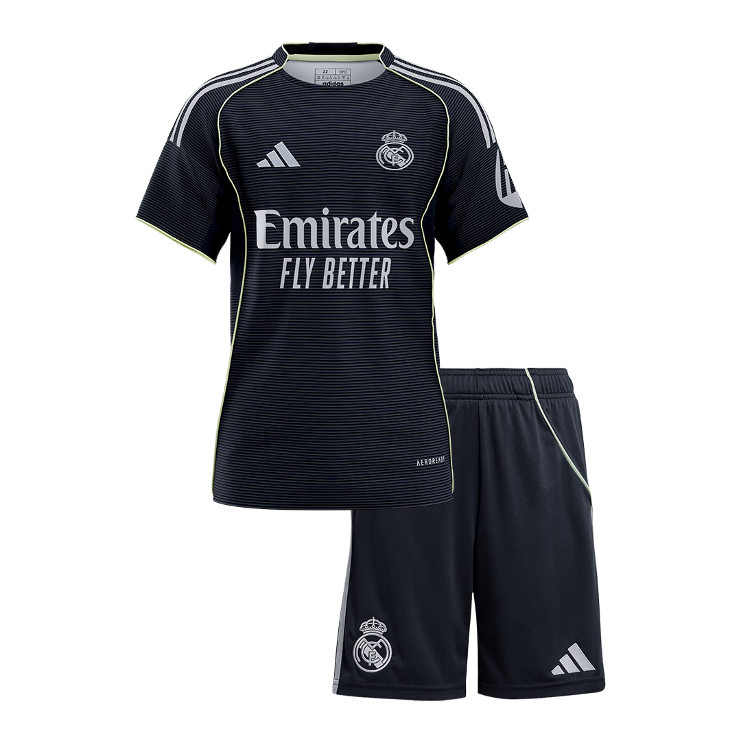 Real Madrid Away Soccer Jersey Kit 2025/26 Kids(Jersey+Shorts) - Football Shirt | SmartJerseys | Official Quality