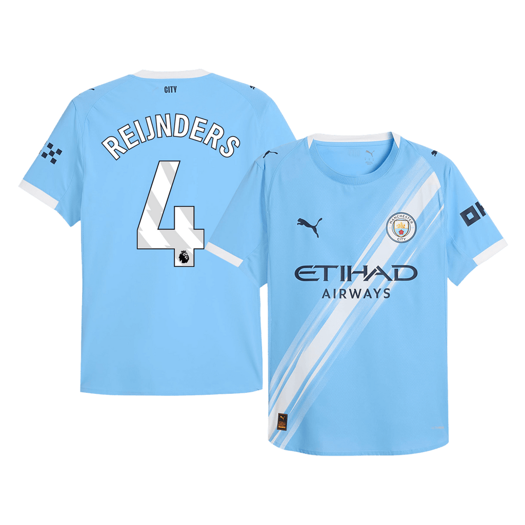 REIJNDERS #4 Authentic Manchester City Home Soccer Jersey 2025/26 Blue - Football Shirt | SmartJerseys | Official Quality
