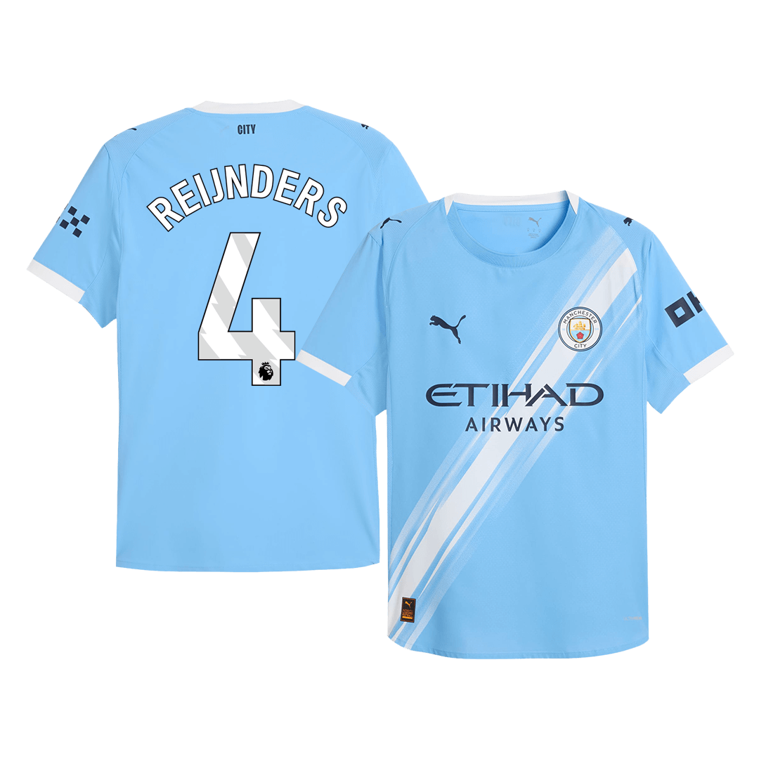 REIJNDERS #4 Authentic Manchester City Home Soccer Jersey 2025/26 Blue - Football Shirt | SmartJerseys | Official Quality