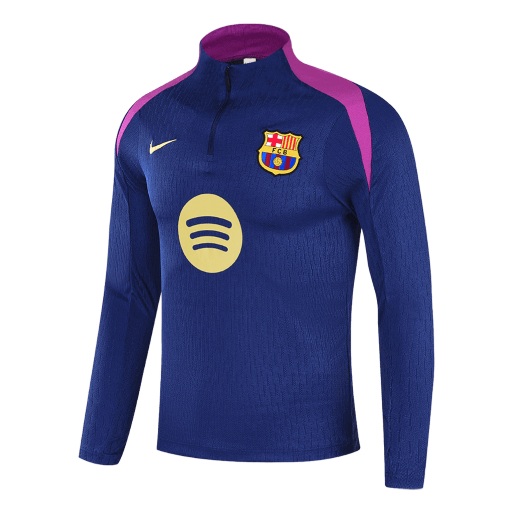 Conjunto de sudadera con cremallera del Barcelona para niños (camiseta y pantalón) 25/26 Azul Marino