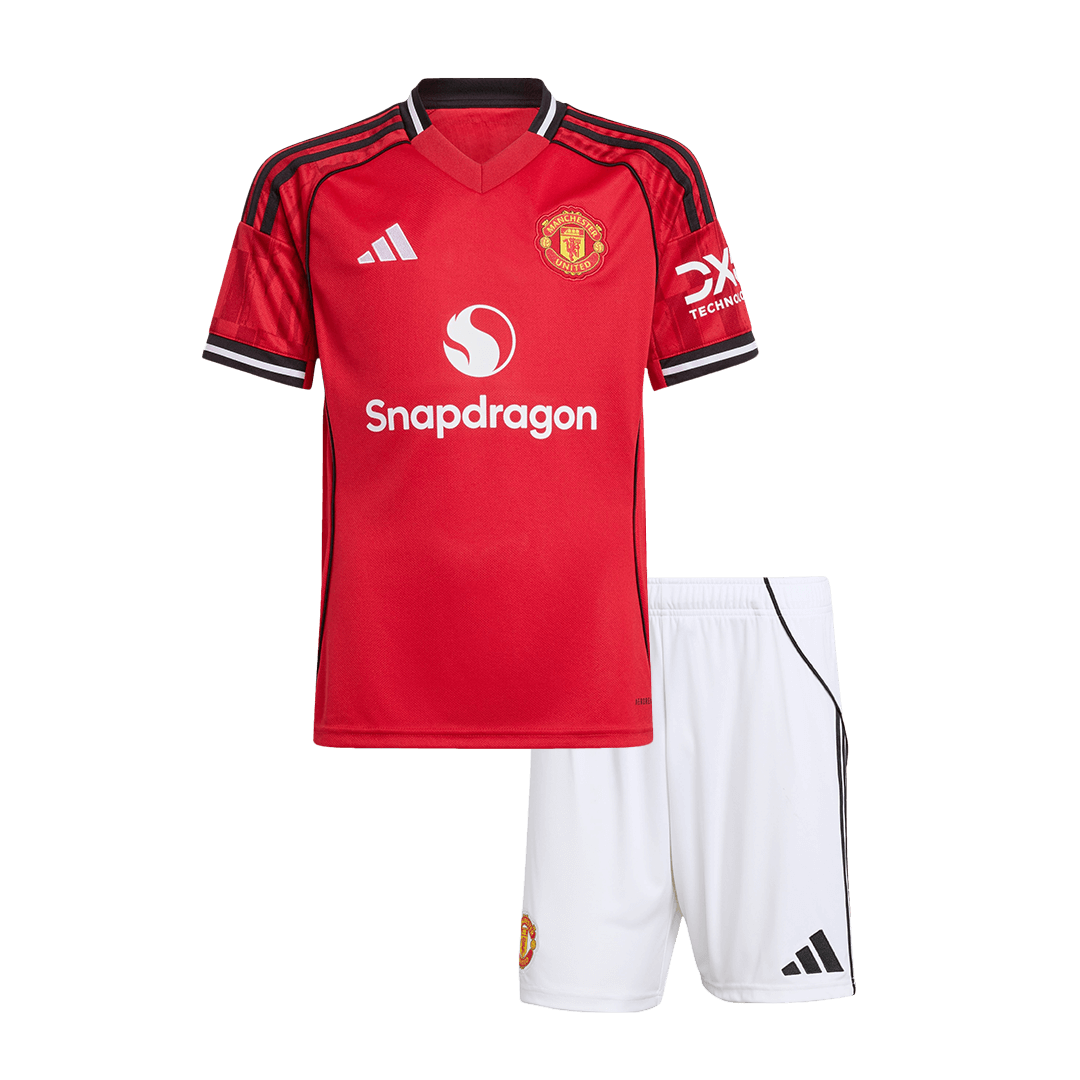Manchester United Home Soccer Jersey Kit 2025/26 Kids(Jersey+Shorts) - Football Shirt | SmartJerseys | Official Quality
