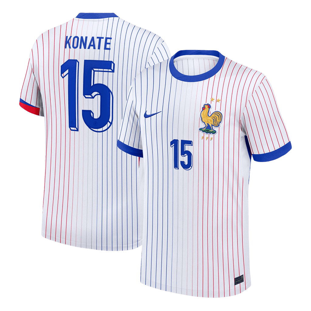 KONATE #15 France Euro Away Soccer Jersey 2024 White - Football Shirt | SmartJerseys | Official Quality