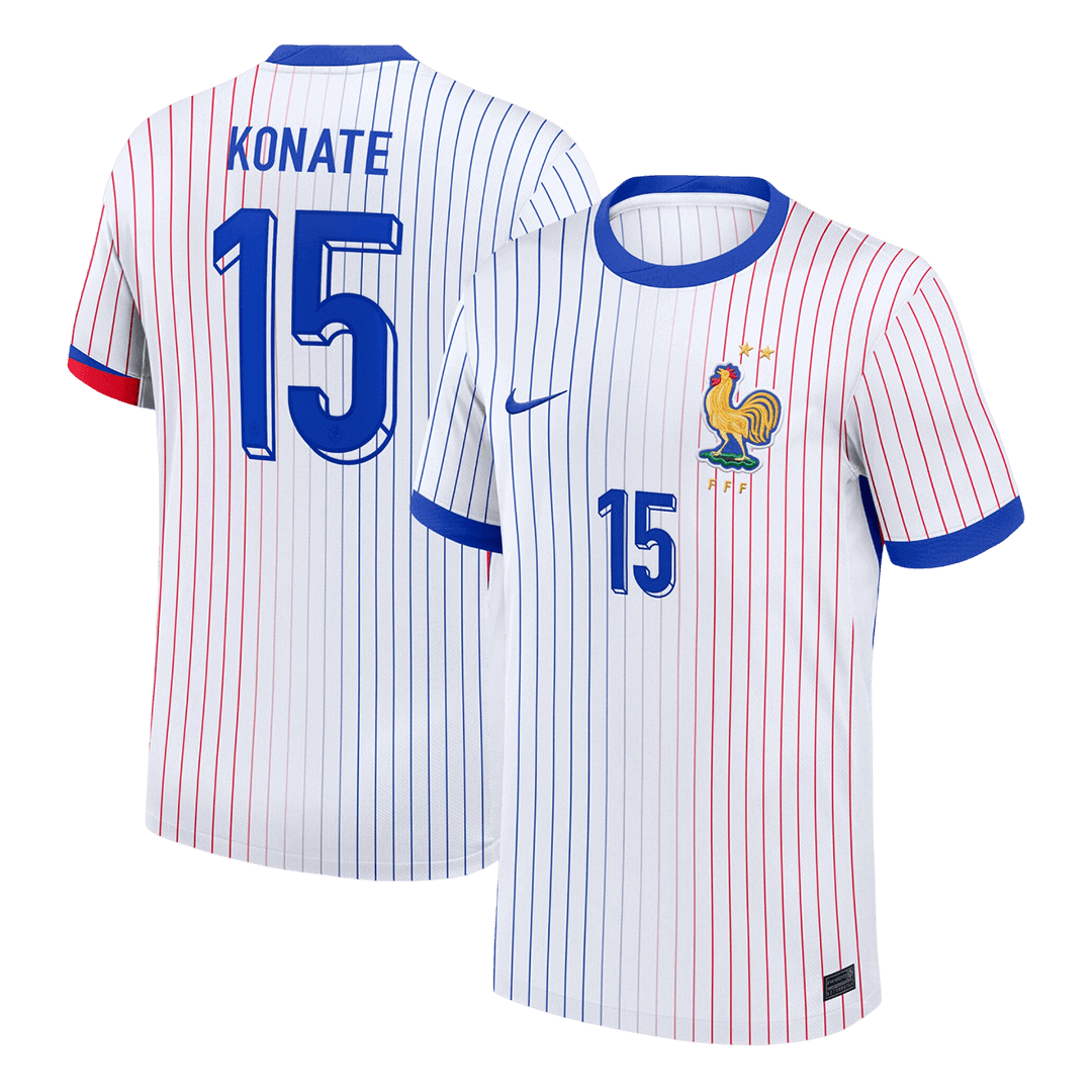 KONATE #15 France Euro Away Soccer Jersey 2024 White - Football Shirt | SmartJerseys | Official Quality