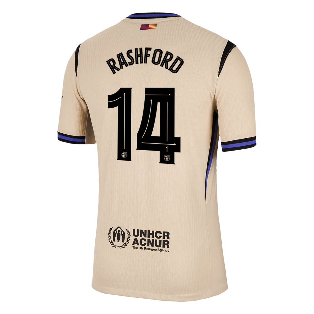 Camiseta de visitante del Barcelona Rashford #14 auténtica 2025/26 - Edición UCL