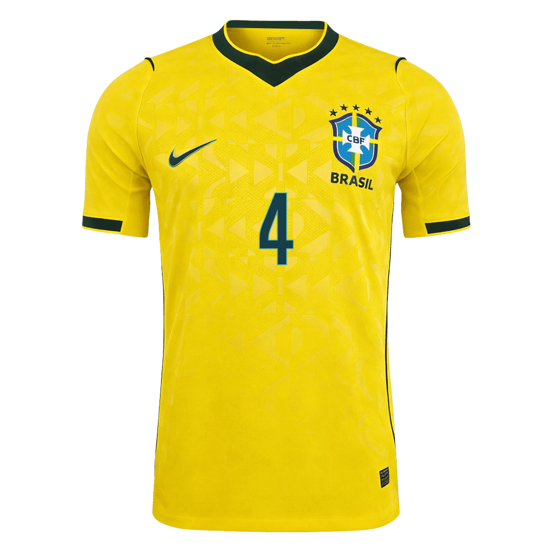 MARQUINHOS #4 Player Version Brazil Home Soccer Jersey World Cup 2026 Yellow