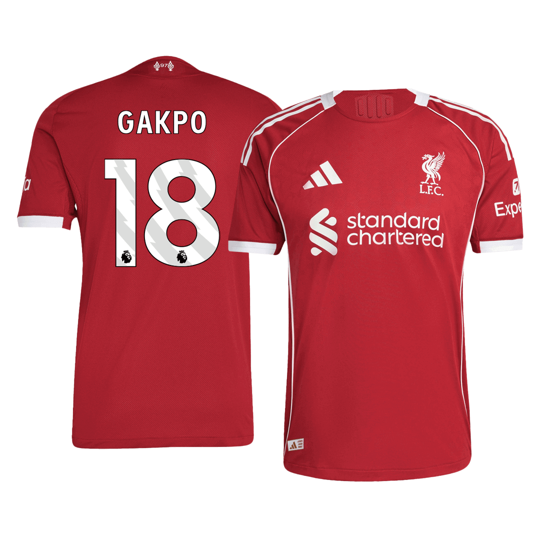 GAKPO #18 Authentic Liverpool Home Soccer Jersey 25/26 Red - Football Shirt | SmartJerseys | Official Quality
