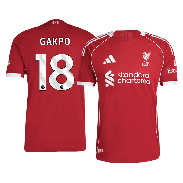 GAKPO #18 Authentic Liverpool Home Soccer Jersey 25/26 Red - Football Shirt | SmartJerseys | Official Quality