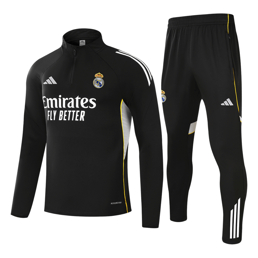 Real Madrid Sweatshirt Kit 2025/26 - Black (Top+Pants) - Football Shirt | SmartJerseys | Official Quality