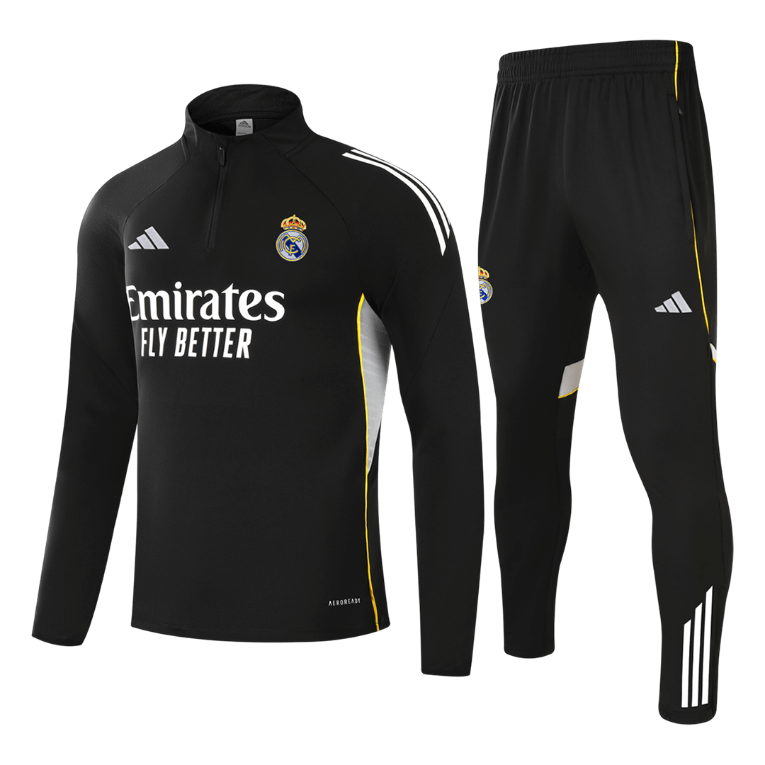 Real Madrid Sweatshirt Kit 2025/26 - Black (Top+Pants) - Football Shirt | SmartJerseys | Official Quality