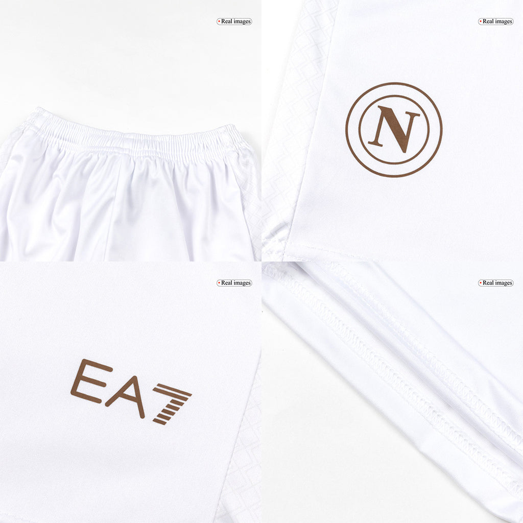 Kit de visitante del Napoli 25/26 para niños (camiseta y pantalones cortos) blanco