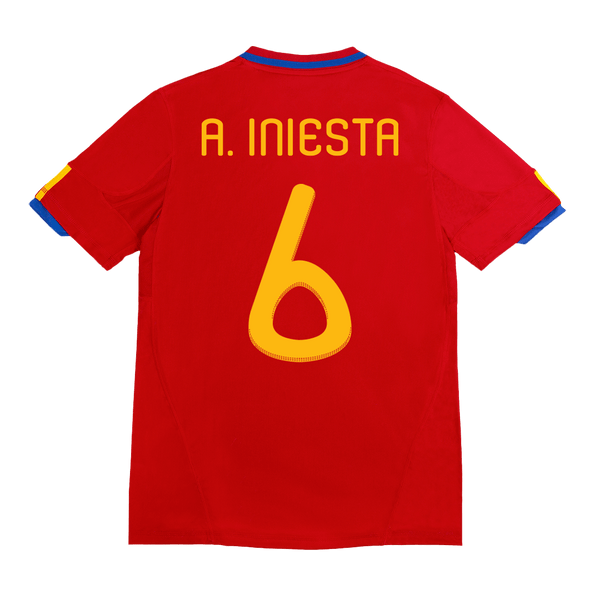 Spain A. INIESTA #6 Home Soccer Jersey Retro 2010 - Football Shirt | SmartJerseys | Official Quality