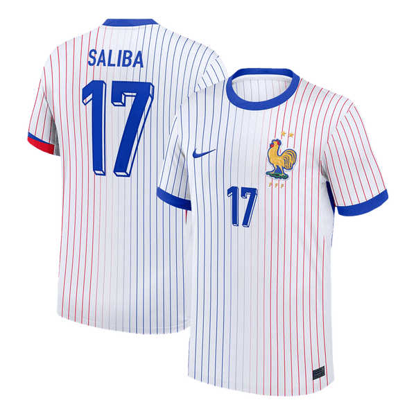 SALIBA #17 France Euro Away Soccer Jersey 2024 White - Football Shirt | SmartJerseys | Official Quality