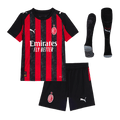 Kid's AC Milan Home Soccer Jersey Kit(Jersey+Shorts+Socks) 2025/26 Red&Black - Football Shirt | SmartJerseys | Official Quality