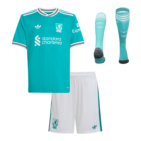 25/26 Kid's Liverpool Third Kit(Jersey+Shorts+Socks)  Green - Football Shirt | SmartJerseys | Official Quality