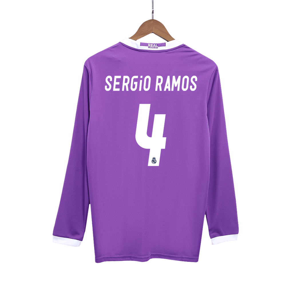 Real Madrid SERGIO RAMOS #4 Away Soccer Jersey Retro 2016/17 - Long Sleeve - Football Shirt | SmartJerseys | Official Quality