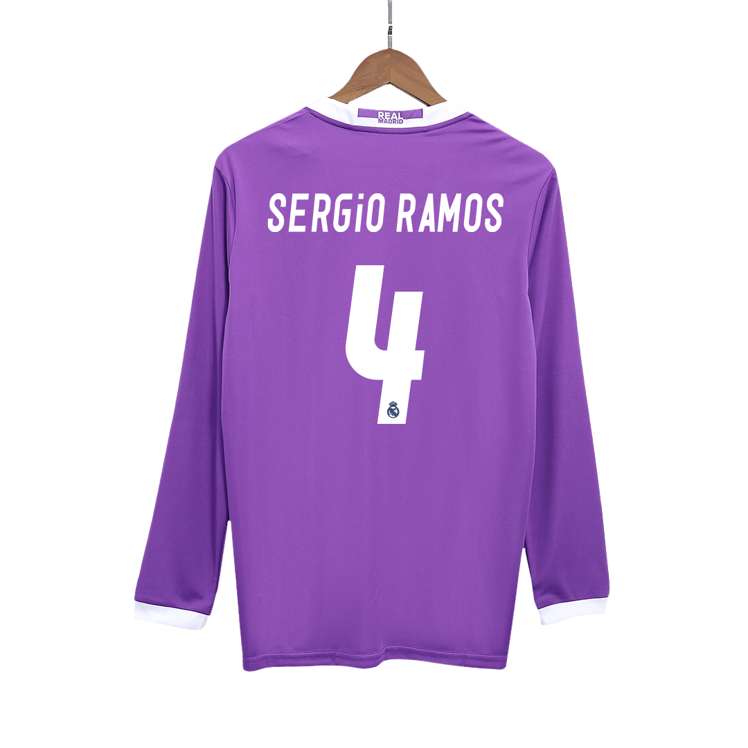 Real Madrid SERGIO RAMOS #4 Away Soccer Jersey Retro 2016/17 - Long Sleeve - Football Shirt | SmartJerseys | Official Quality