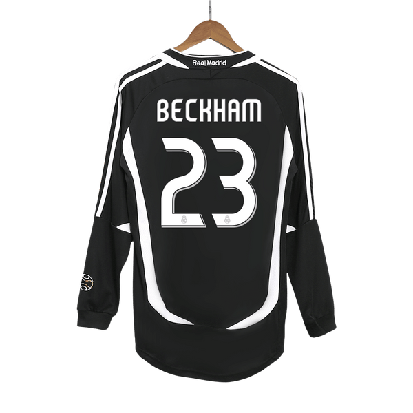 Real Madrid BECKHAM #23 Long Sleeve Away Soccer Jersey Retro 2006/07 - Football Shirt | SmartJerseys | Official Quality