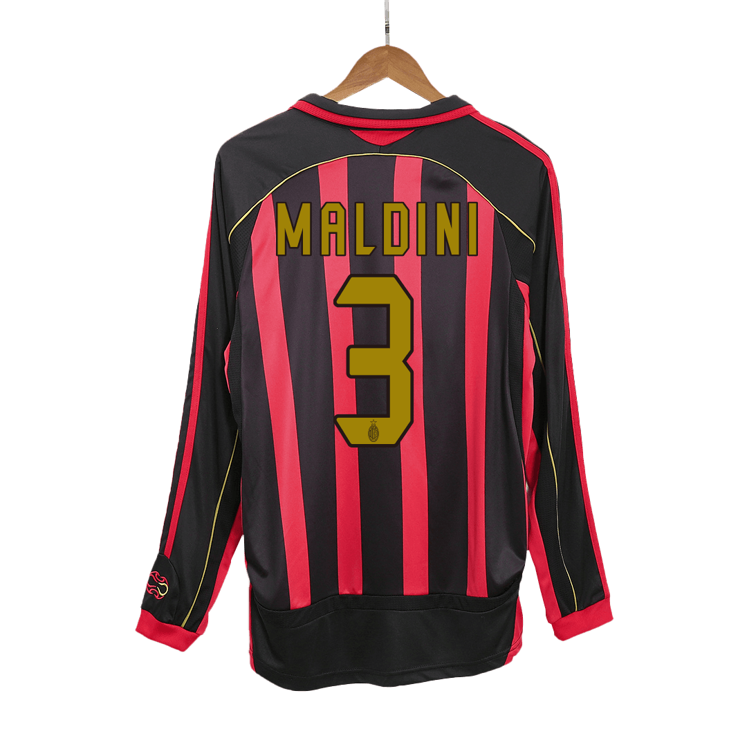 AC Milan MALDINI #3 Home Jersey Retro 2006/07 - Long Sleeve - Football Shirt | SmartJerseys | Official Quality
