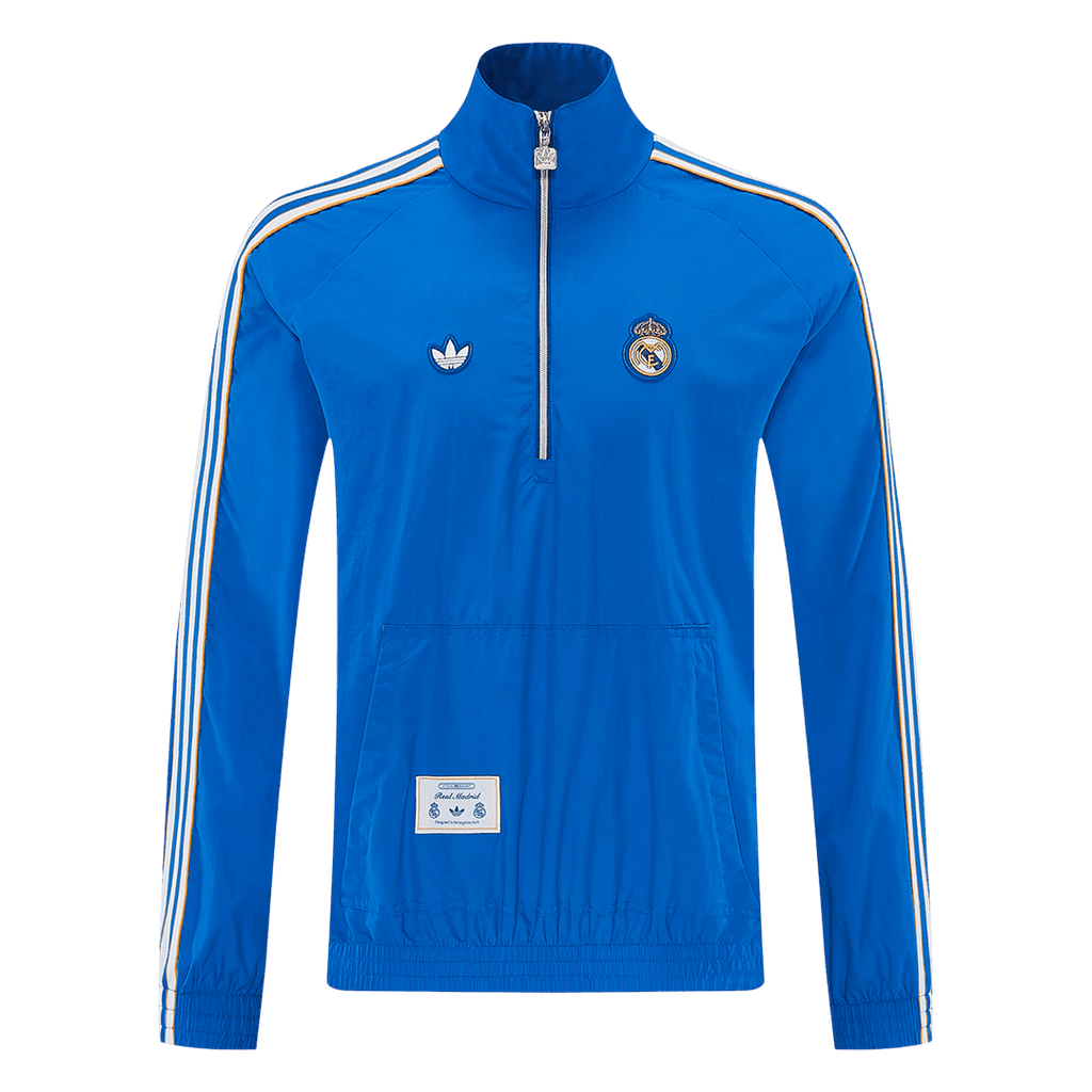 Real Madrid 1/2 Zipper Windbreaker Jacket Blue 2026