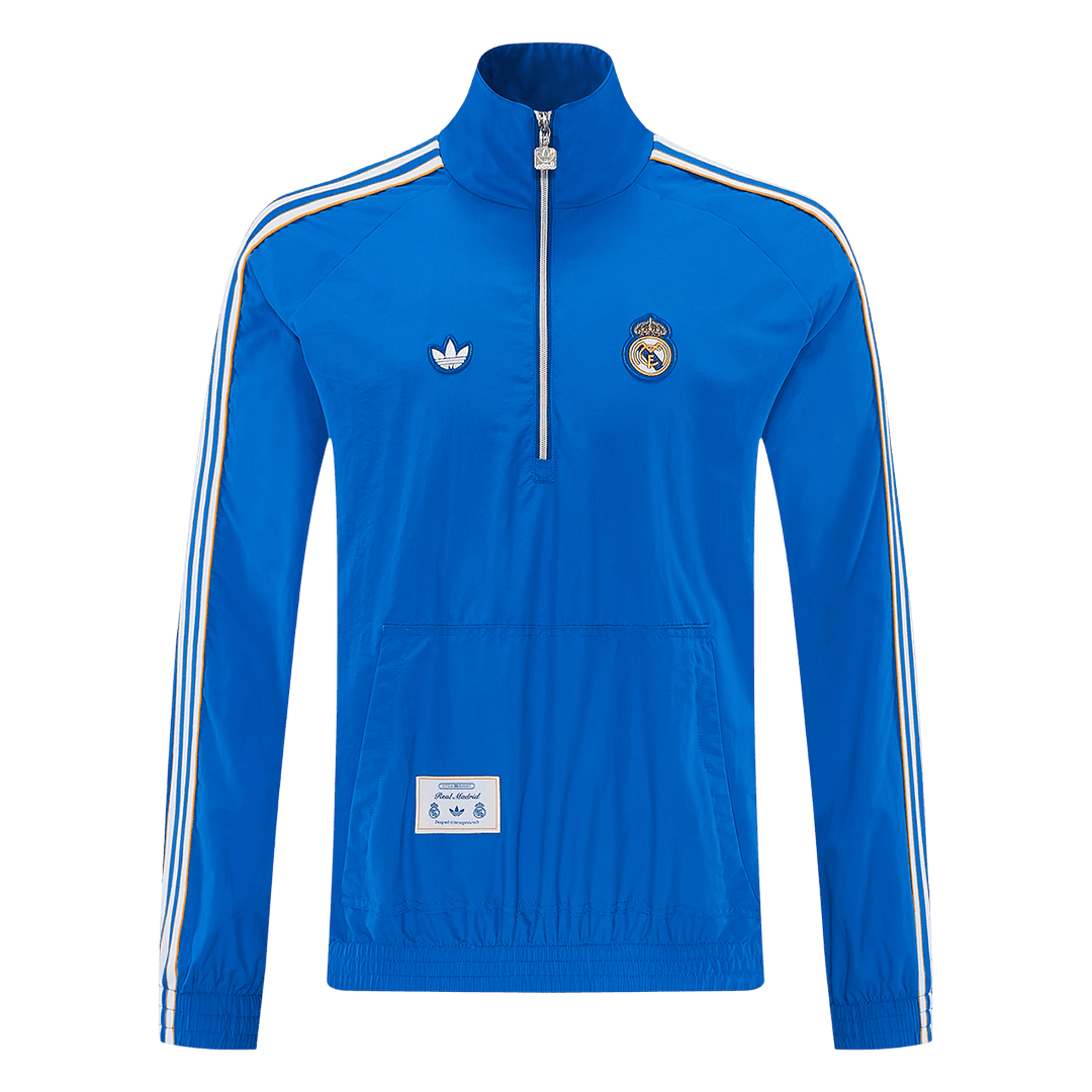 Real Madrid 1/2 Zipper Windbreaker Jacket Blue 2026