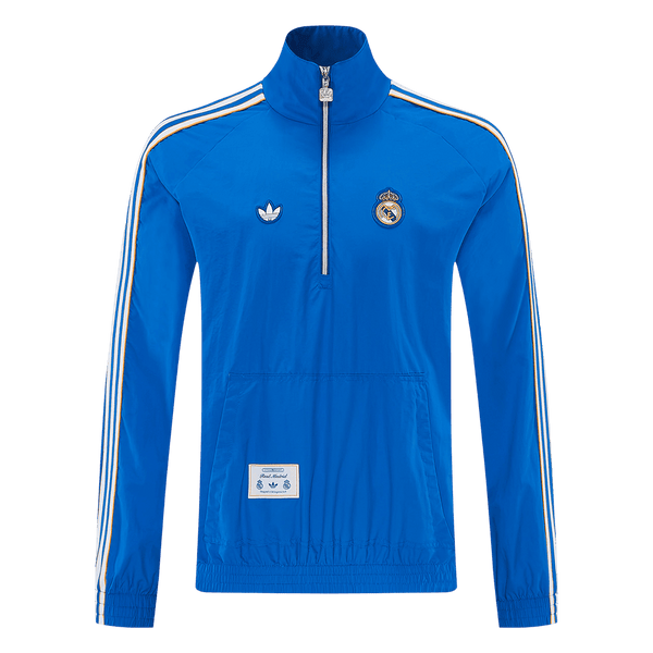 Real Madrid 1/2 Zipper Windbreaker Jacket Blue 2026