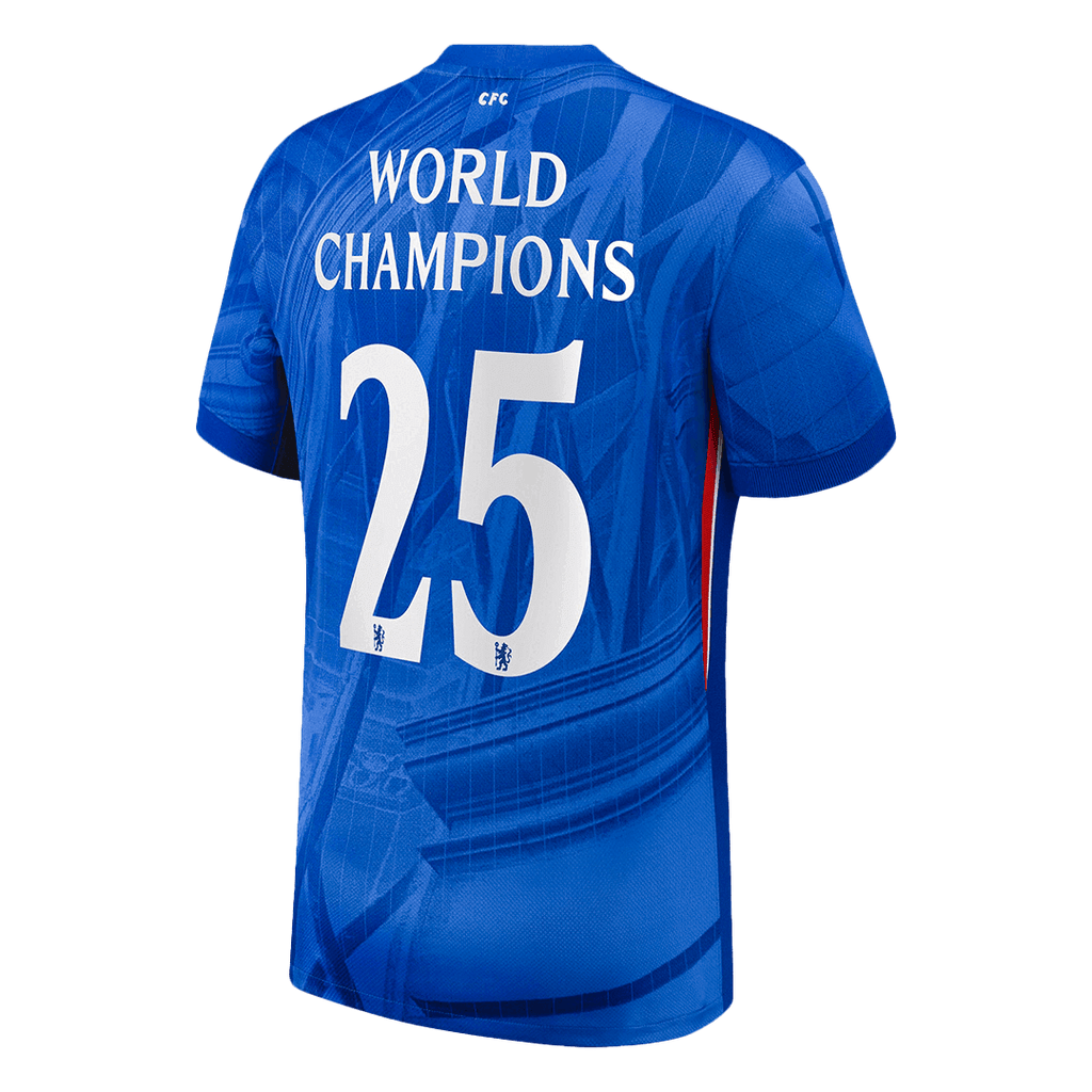 Maillot domicile de Chelsea, champions du monde, n° 25, saison 2025/26