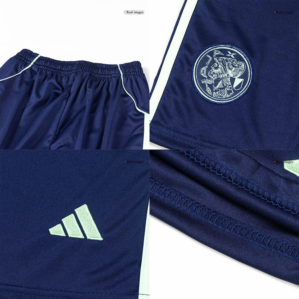 2025/26 Navy Kid's Ajax Away Soccer Jersey Kit(Jersey+Shorts)