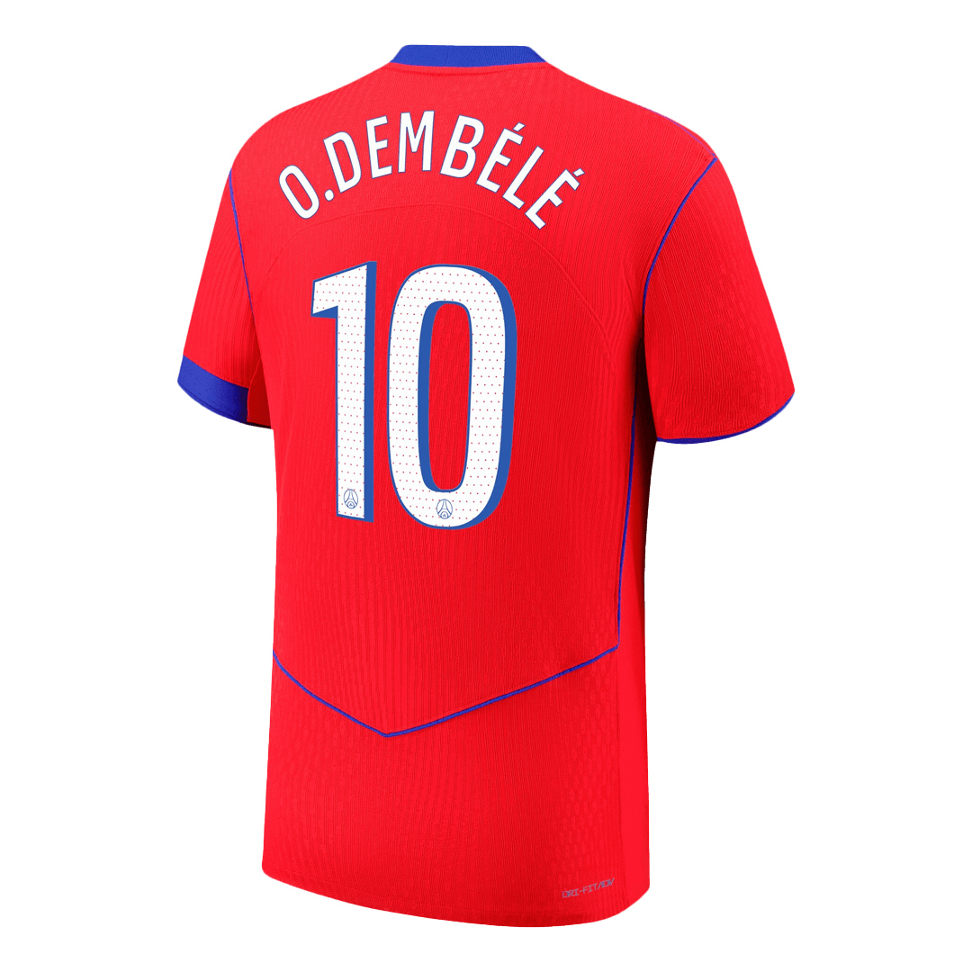 25/26 O.DEMBÉLÉ #10 Authentic PSG Third Away Soccer Jersey Red