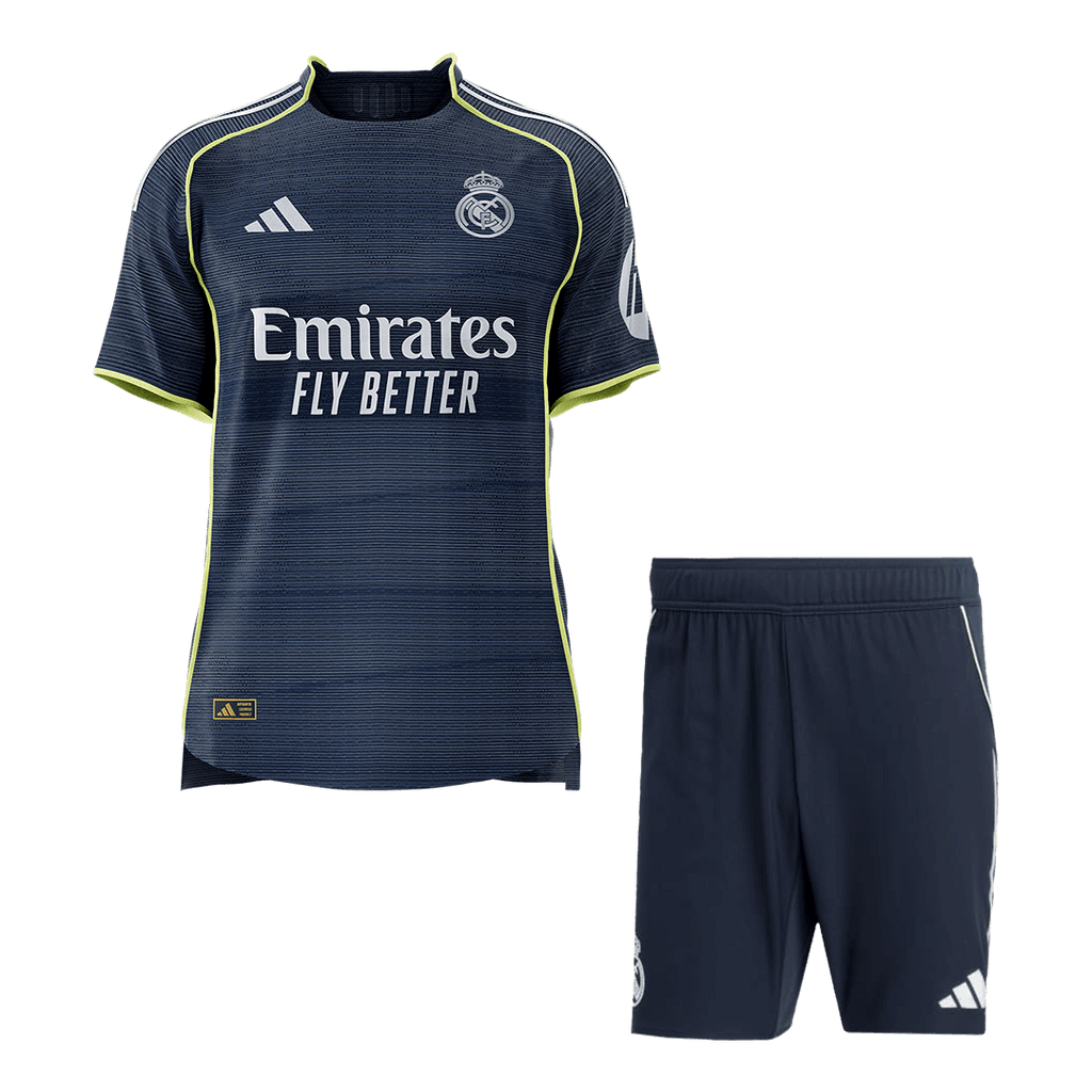 Real Madrid Away Soccer Jersey Kit Authentic 2025/26 (Jersey+Shorts) - Football Shirt | SmartJerseys | Official Quality