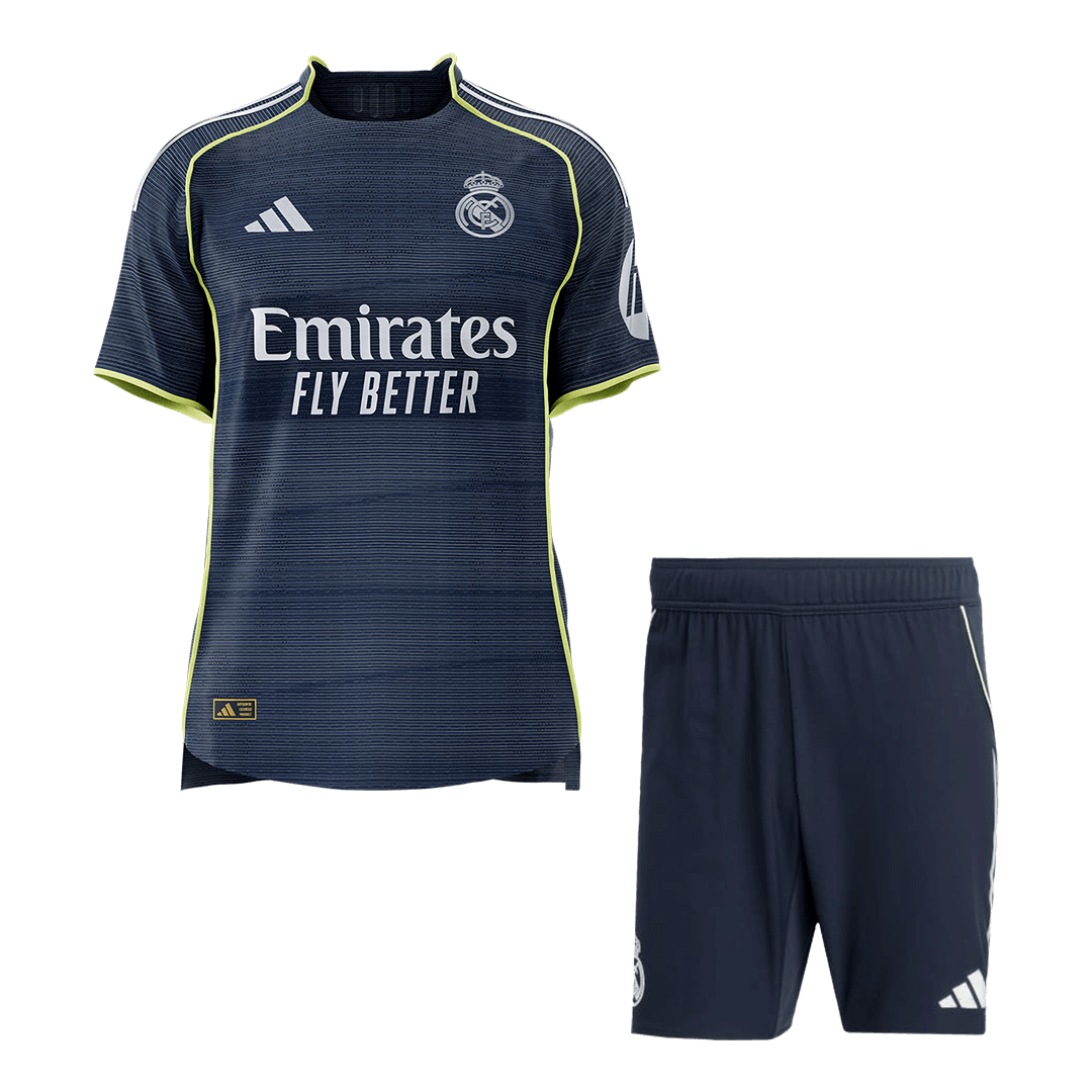 Real Madrid Away Soccer Jersey Kit Authentic 2025/26 (Jersey+Shorts) - Football Shirt | SmartJerseys | Official Quality