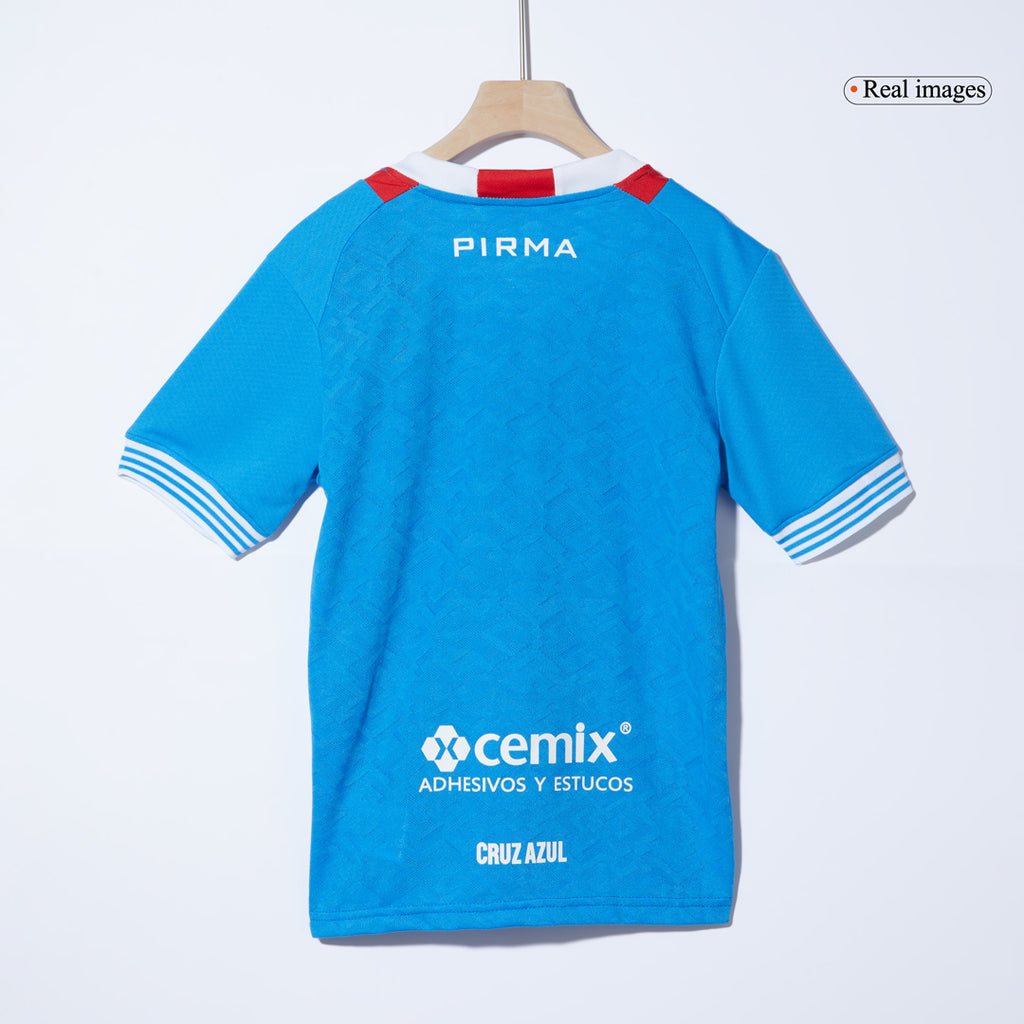 Camiseta de fútbol local de Cruz Azul 2024/25 para niños (camiseta y pantalones cortos)
