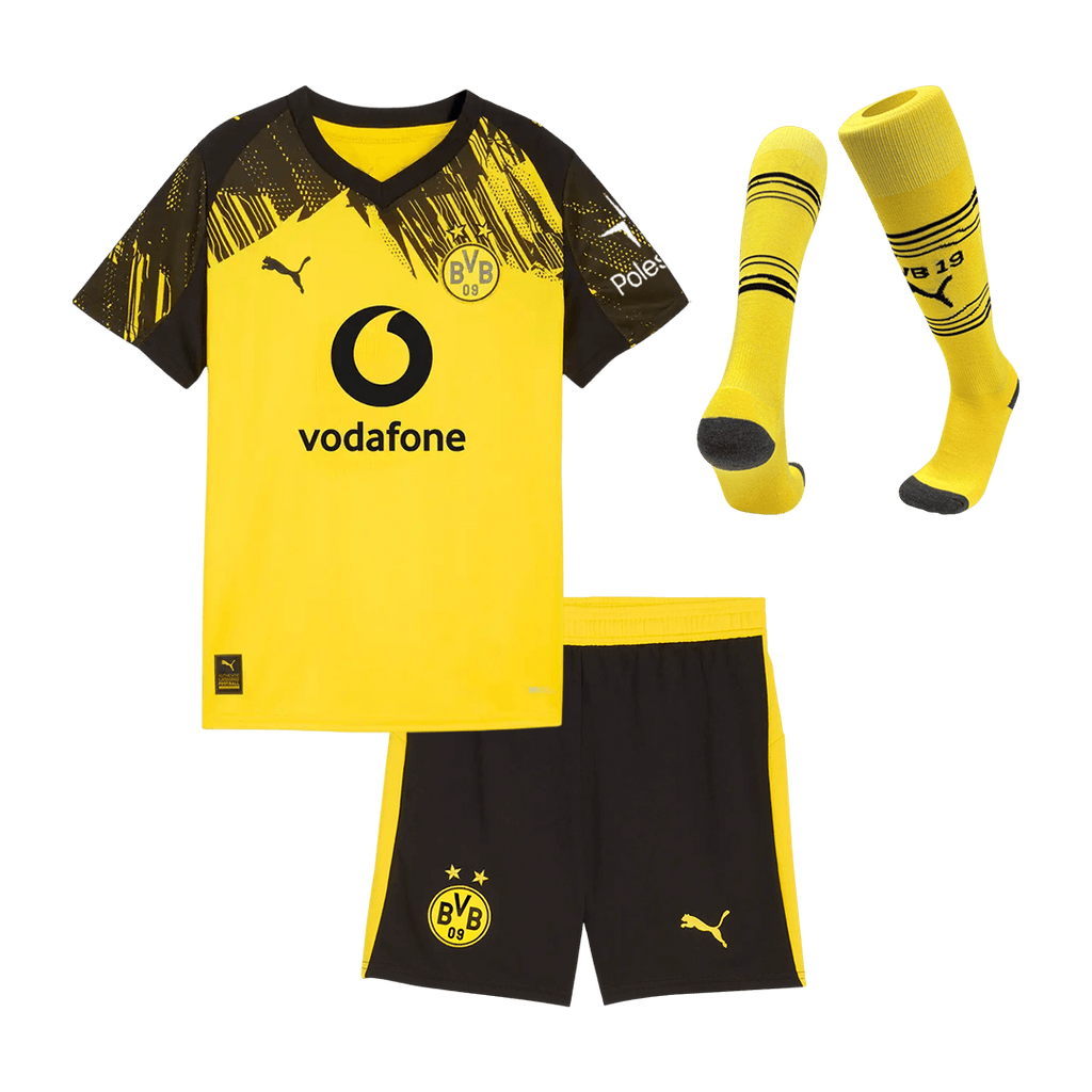 Kid's Borussia Dortmund Home Soccer Jersey Kit(Jersey+Shorts+Socks) 25/26 Yellow - Football Shirt | SmartJerseys | Official Quality