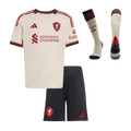 Kid's Liverpool Away Soccer Jersey Kit(Jersey+Shorts+Socks) 25/26 White - Football Shirt | SmartJerseys | Official Quality