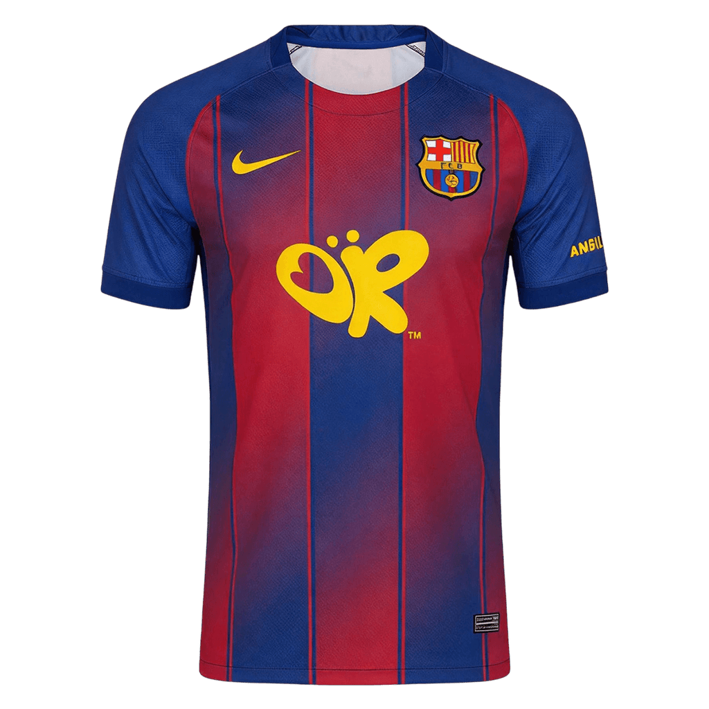 2025/26 Barcelona x Olivia Rodrigo Home Soccer Jersey Red&Blue Limited Edition