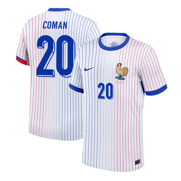 COMAN #20 France Euro Away Soccer Jersey 2024 White - Football Shirt | SmartJerseys | Official Quality