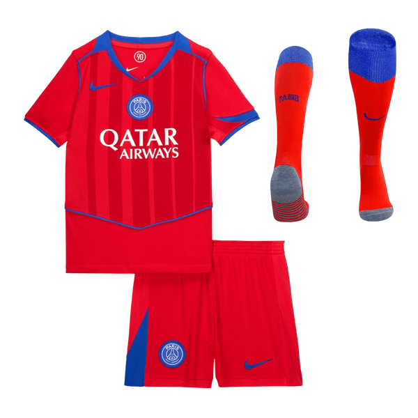 Kid's PSG Third Soccer Jersey Kit(Jersey+Shorts+Socks) 25/26 Red - Football Shirt | SmartJerseys | Official Quality